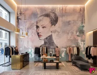D-SESHAT | Carta da parati design nella parete di boutique